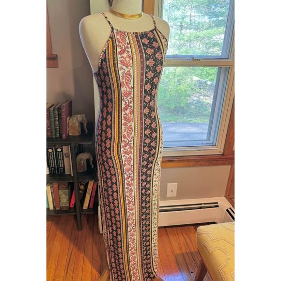 Bohemian Striped Maxi Floral Dress - Picture 5 of 8
